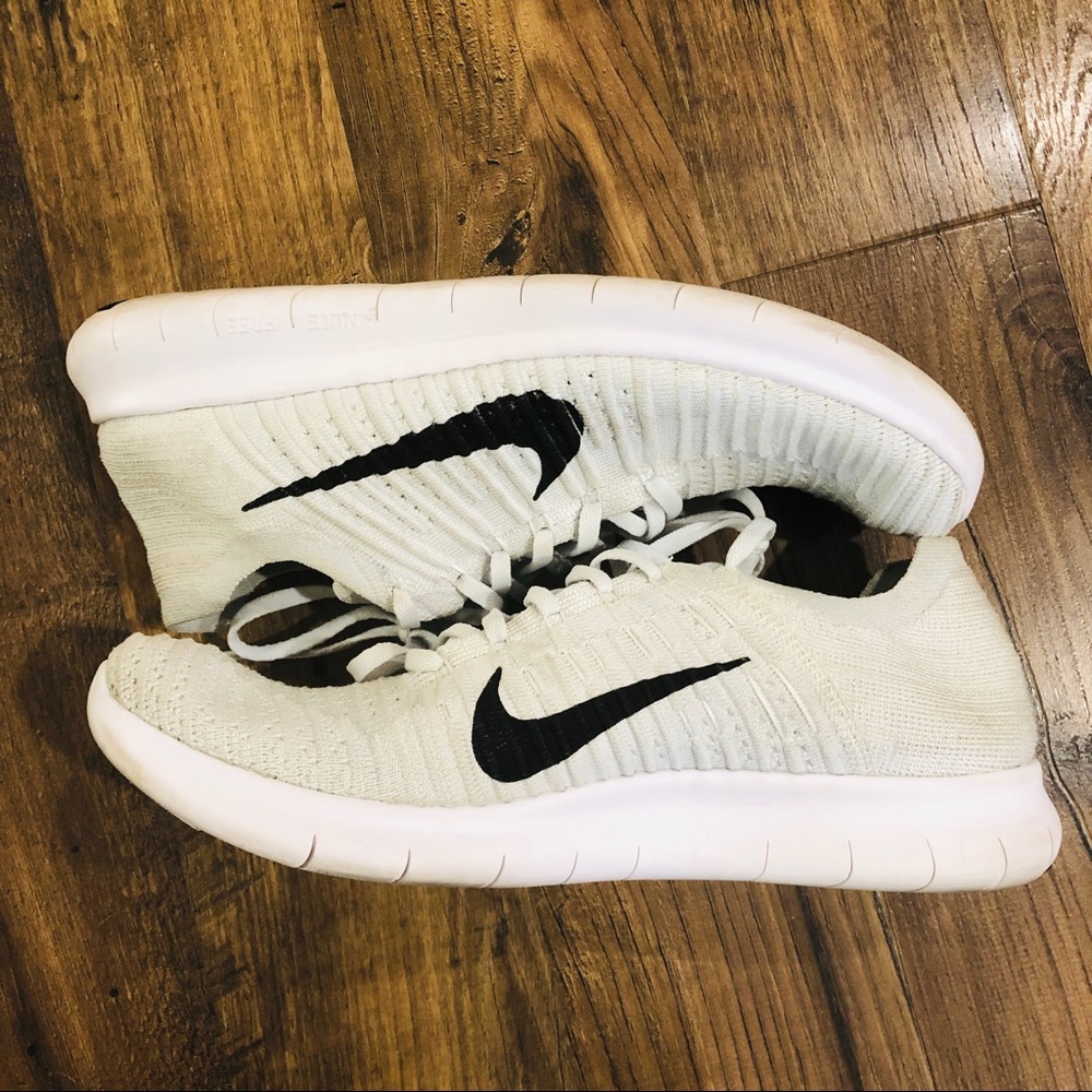 Nike Free RN Flyknit White/Black Men's Sz 11
